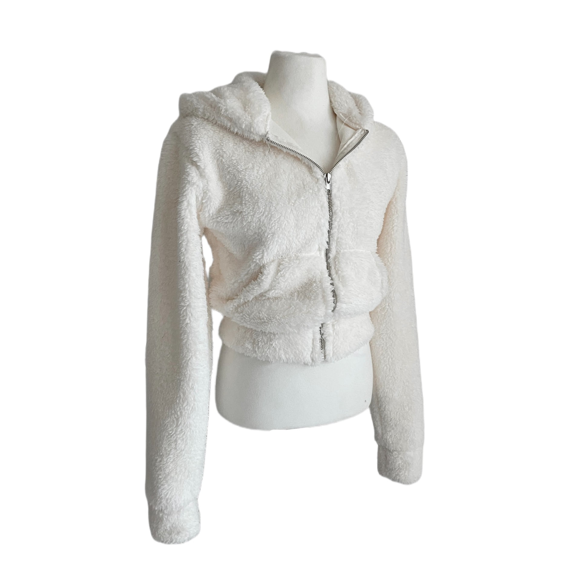 Fleece crop hoodie zip-up