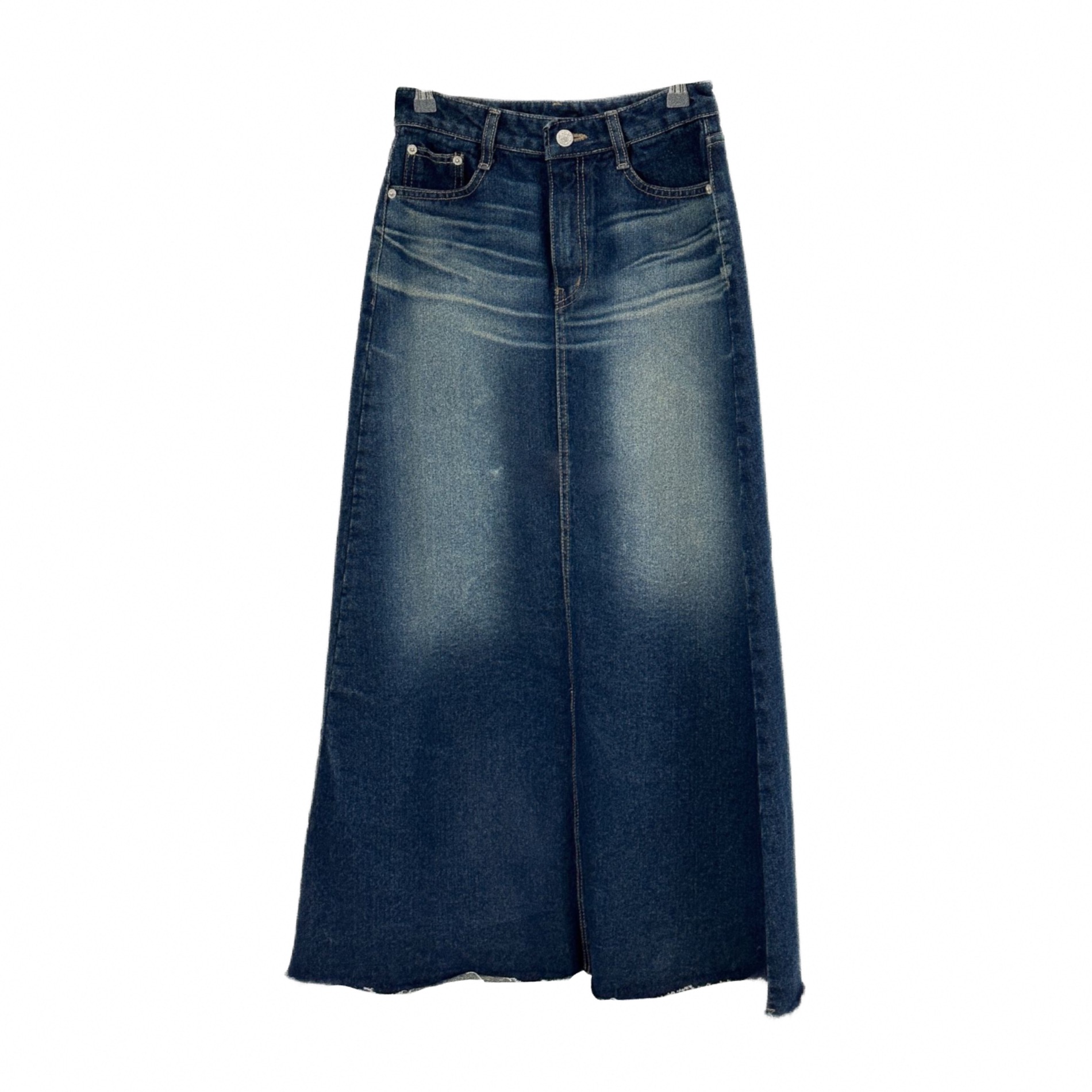 maxi blue denim skirt